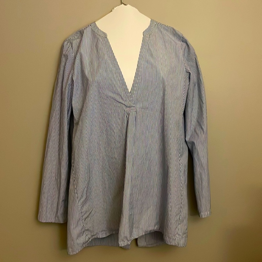 Theory Blue Striped Tunic Top
